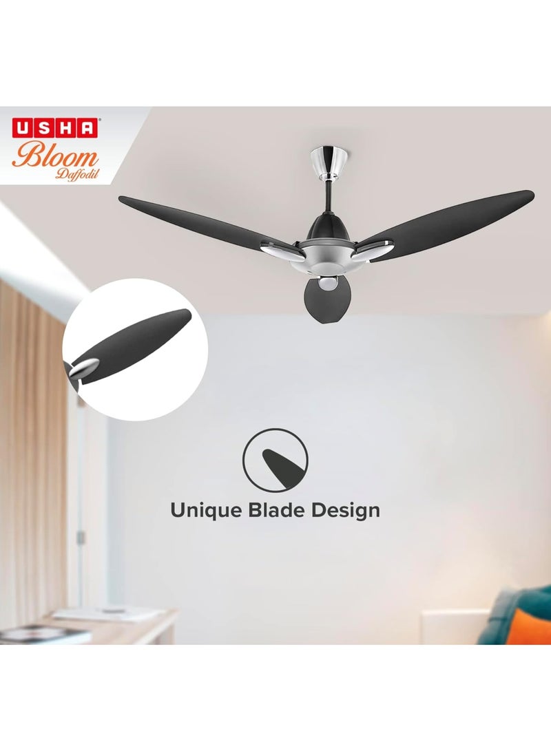 USHA Bloom Daffodil 1250mm|BEE Star Rated | Goodbye Dust Ceiling Fan | 2 Year Warranty | (Sparkle Grey and Black) Pack of 1 - Image 5